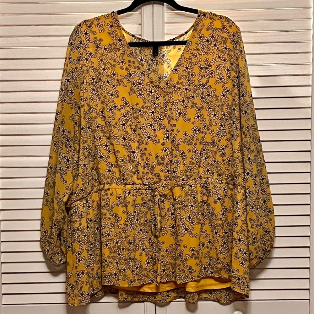 Lane Bryant Yellow Floral Blouse